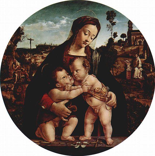 Piero di Cosimo Madonna mit Hl. Johannes dem Taufer, Tondo